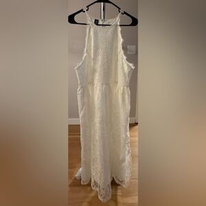 SHEIN White Lace Halter Maxi Dress